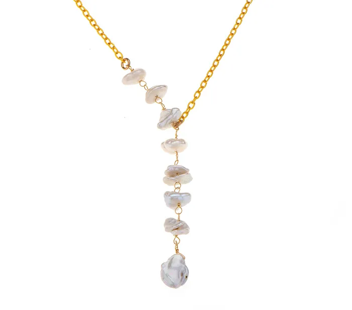 Necklaces Nava Zahavi Kashi Pearls and Vermeil Tie Necklace Nava Zahavi
