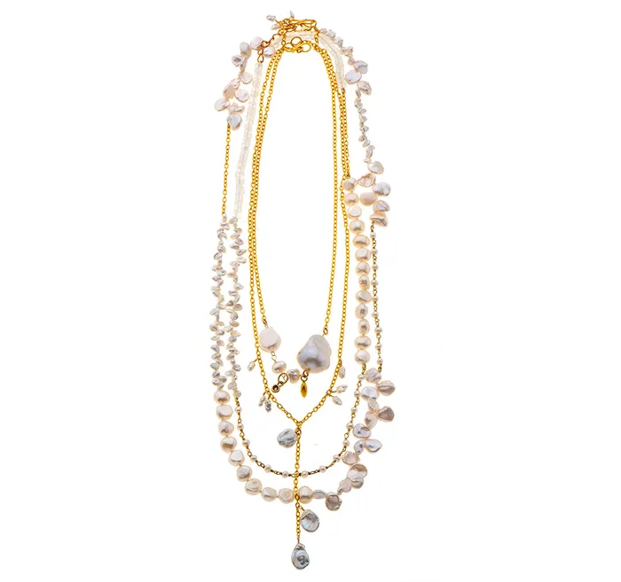 Necklaces Nava Zahavi Kashi Pearls and Vermeil Tie Necklace Nava Zahavi