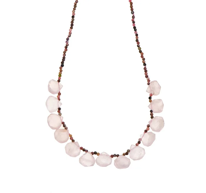 Necklaces Nava Zahavi Nava Zahavi Delicate Rose Quarz and Agat Necklace