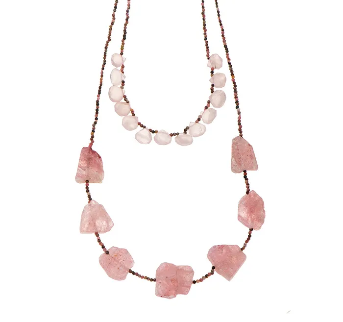 Necklaces Nava Zahavi Nava Zahavi Delicate Rose Quarz and Agat Necklace