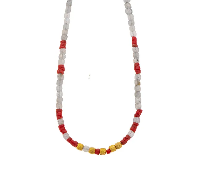 Necklaces Nava Zahavi Nava Zahavi Yellow Gold Labradorite and Coral Necklace Necklaces Nava Zahavi Nava Zahavi Yellow Gold Labradorite and Coral Necklace