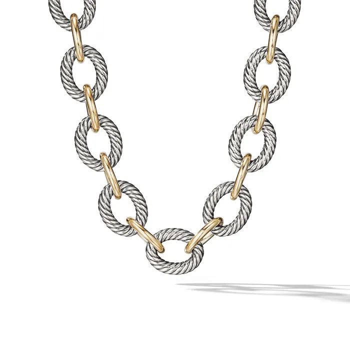 Necklaces Oval Link Chain Necklace in Sterling Silver with 18K Yellow Gold 23mm David Yurman