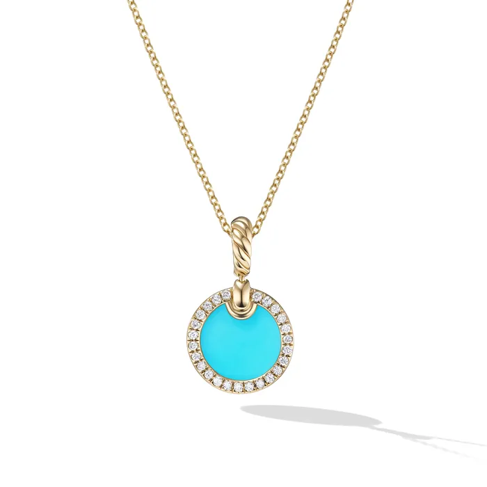 Necklaces Petite DY Elements Pendant Necklace in 18K Yellow Gold with Turquoise and Diamonds 178mm David Yurman Necklaces Petite DY Elements Pendant Necklace in 18K Yellow Gold with Turquoise and Diamonds 178mm David Yurman