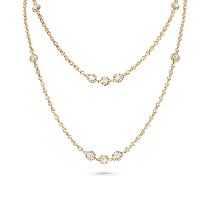 Necklaces Polachecks Collection Round Pear Shape Diamond Necklace