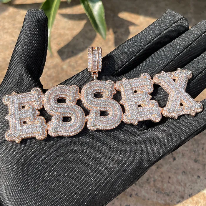 Necklaces SHARP Sharp Attention Iced Out Personalized Custom Name Necklace Pendant