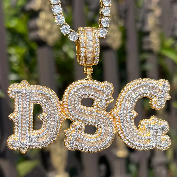 Necklaces SHARP Sharp Attention Iced Out Personalized Custom Name Necklace Pendant