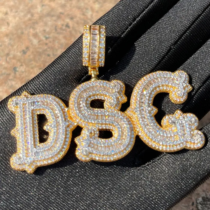 Necklaces SHARP Sharp Attention Iced Out Personalized Custom Name Necklace Pendant