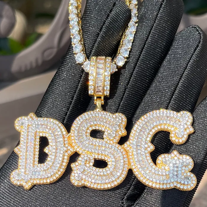 Necklaces SHARP Sharp Attention Iced Out Personalized Custom Name Necklace Pendant