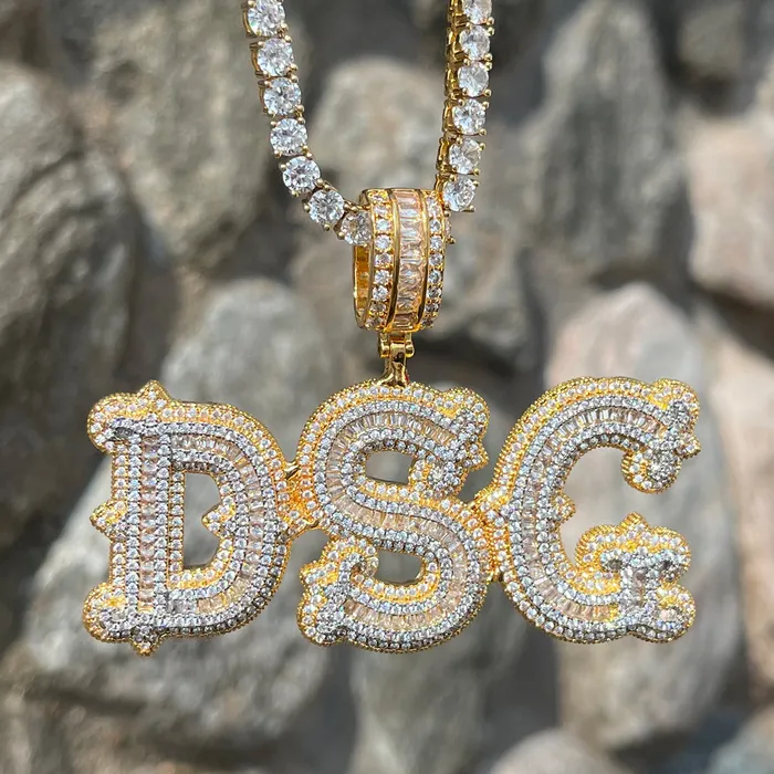 Necklaces SHARP Sharp Attention Iced Out Personalized Custom Name Necklace Pendant