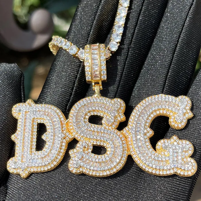 Necklaces SHARP Sharp Attention Iced Out Personalized Custom Name Necklace Pendant