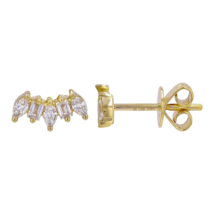 NicoleHD Jewelry Earrings Diamond Baguette And Marquise Crawler Earring