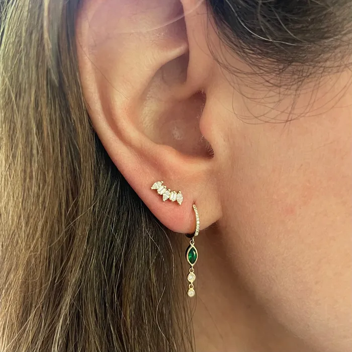 NicoleHD Jewelry Earrings Diamond Baguette And Marquise Crawler Earring