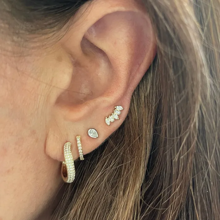 NicoleHD Jewelry Earrings Diamond Baguette And Marquise Crawler Earring