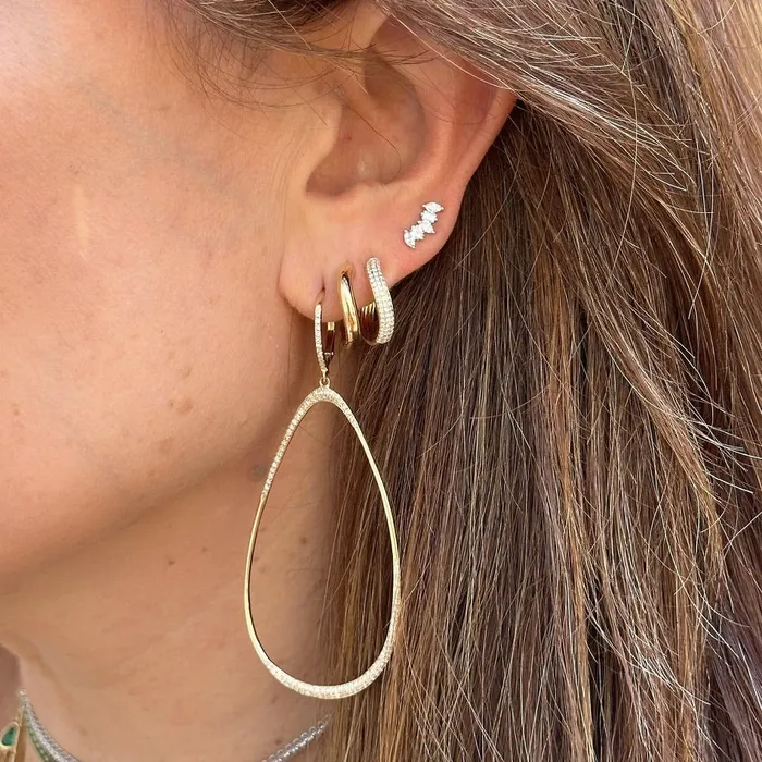 NicoleHD Jewelry Earrings Diamond Baguette And Marquise Crawler Earring