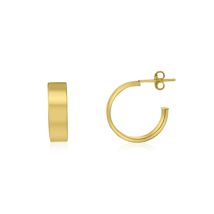 NicoleHD Jewelry Earrings Gold Flat Hollow Hoop Earrings