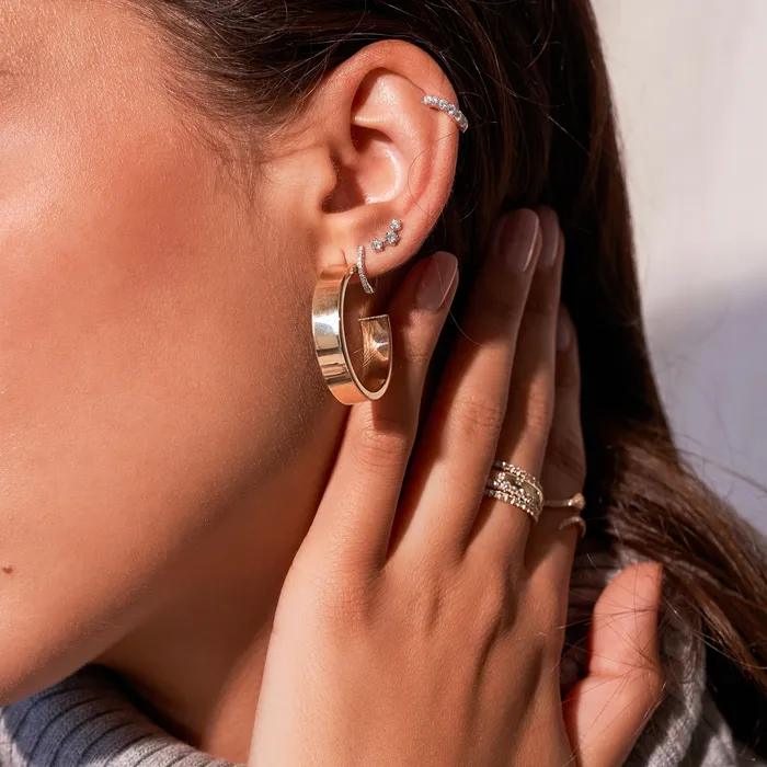 NicoleHD Jewelry Earrings Gold Flat Hollow Hoop Earrings