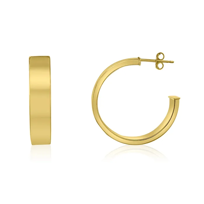 NicoleHD Jewelry Earrings Gold Flat Hollow Hoop Earrings