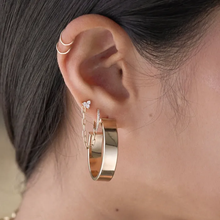NicoleHD Jewelry Earrings Gold Flat Hollow Hoop Earrings