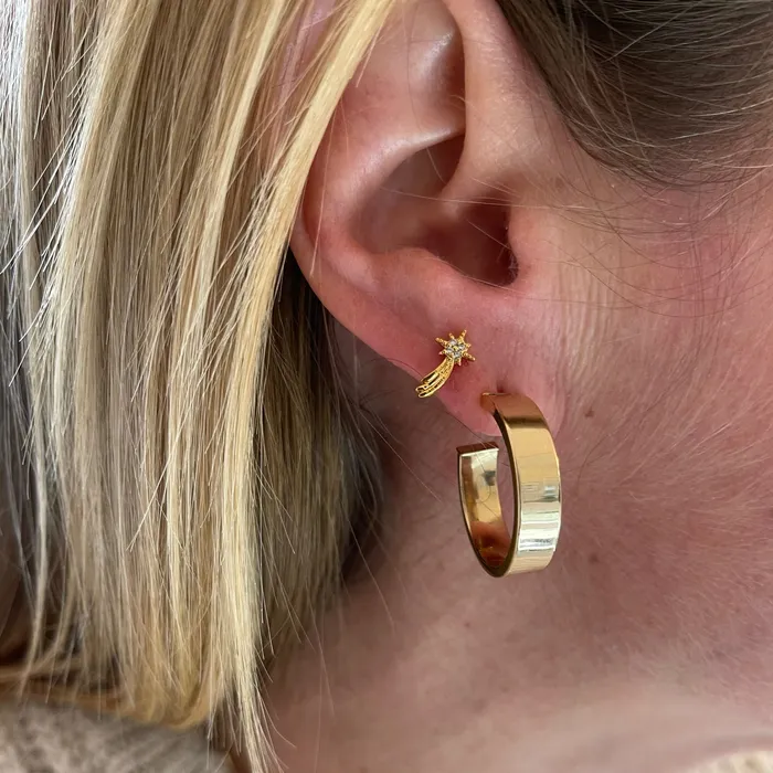 NicoleHD Jewelry Earrings Gold Flat Hollow Hoop Earrings