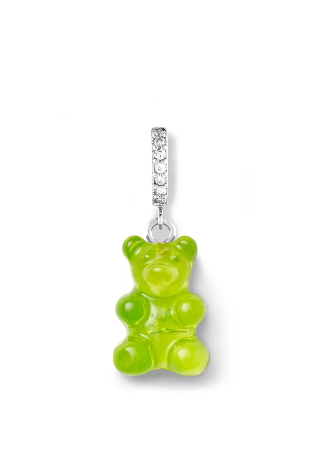 Nostalgia bear hoop Silver plated Lime Crystal Haze Jewelry Earrings