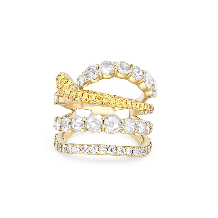 Open Fancy Yellow White Diamond Band Polachecks Collection Rings