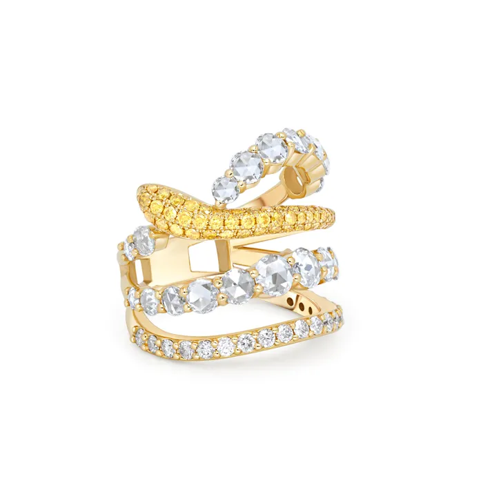 Open Fancy Yellow White Diamond Band Polachecks Collection Rings