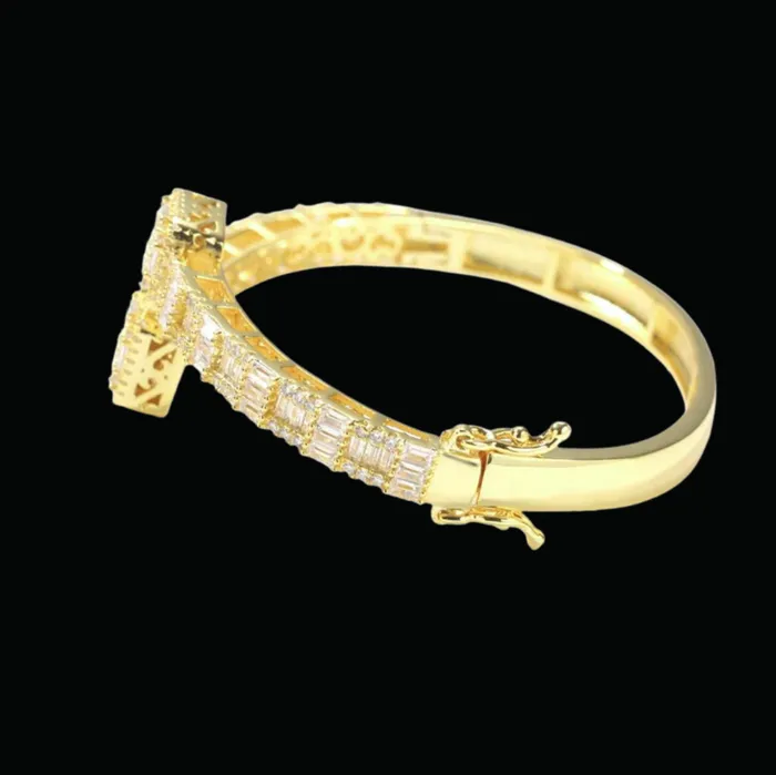 Openable 7MM Openable Square Baguette Iced Out Diamond Bracelet Bracelets