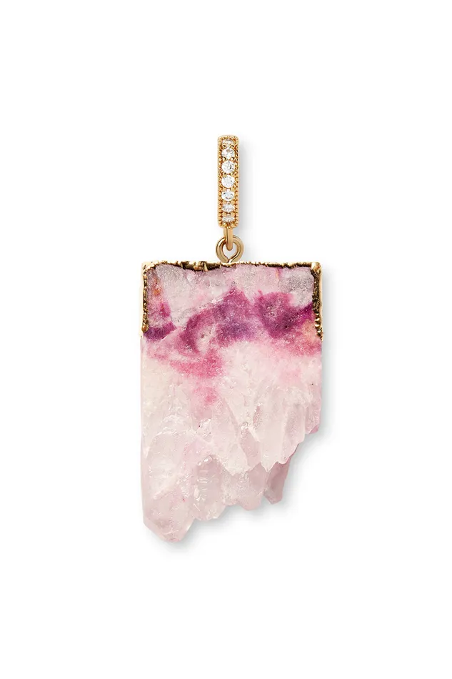 Pink Agate Pave connector Crystal Haze Jewelry Earrings