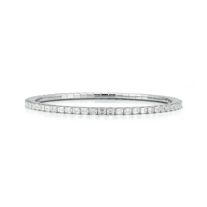 Polachecks Collection Bracelets Emerald Cut Diamond Stretch Bracelet