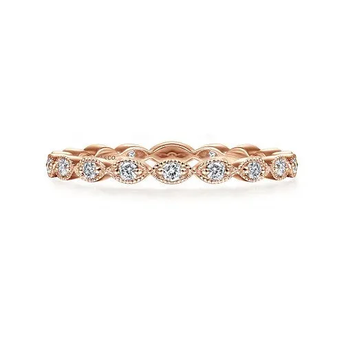 Rings 14K Rose Gold Marquise Station Diamond Stackable Ring GABRIEL CO