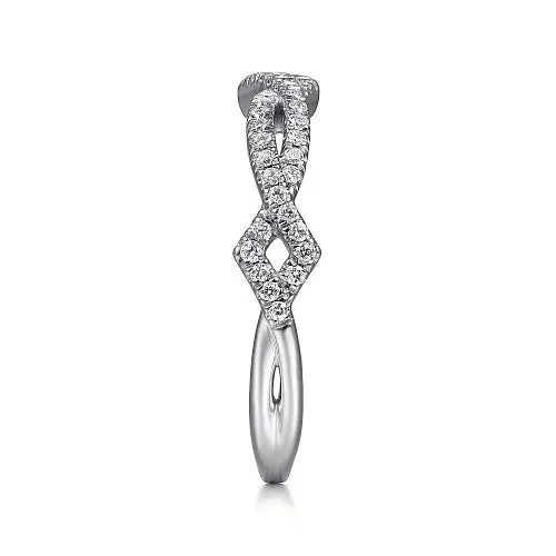 Rings 14K White Gold Twisted Diamond Stackable Ring GABRIEL CO
