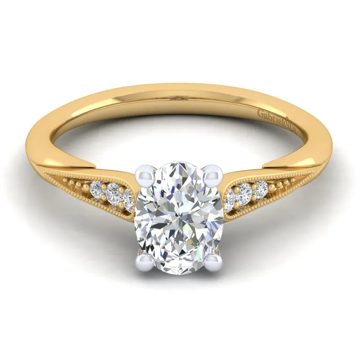 Rings 14K WhiteYellow Gold Oval Diamond Engagement Ring Setting Only GABRIEL CO Rings 14K WhiteYellow Gold Oval Diamond Engagement Ring Setting Only GABRIEL CO