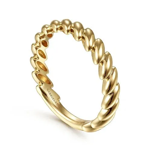 Rings 14K Yellow Gold Tilted Leaf Ring GABRIEL CO