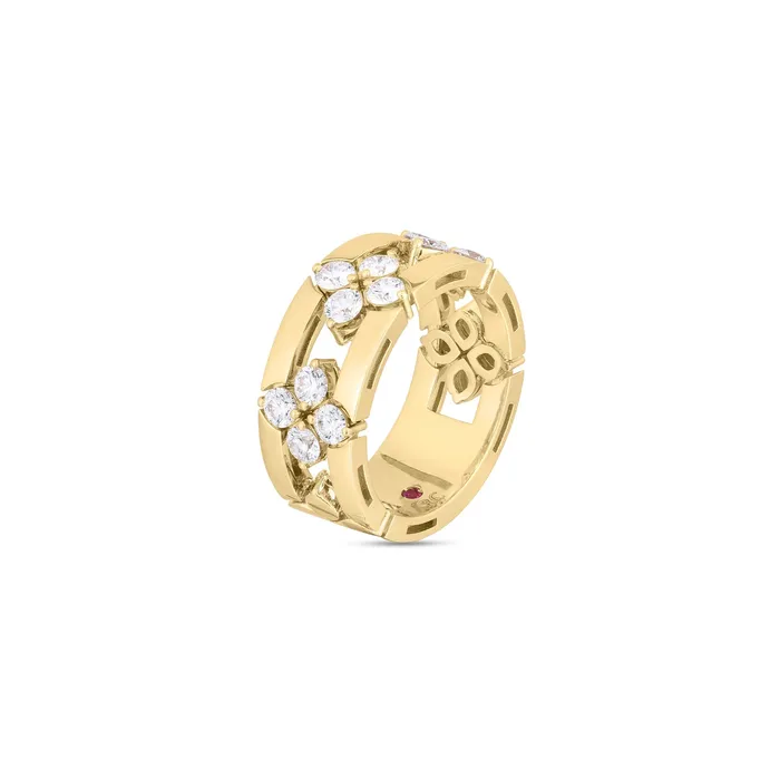Rings 18K YELLOW GOLD LOVE IN VERONA DIAMOND OPEN FRAME RING ROBERTO COIN