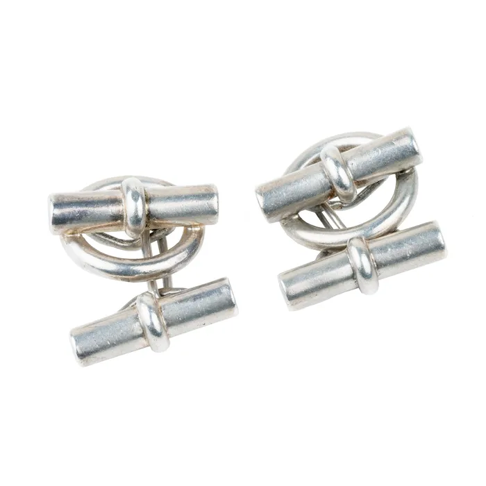Rings Bell Bird Antiques Early 20th Century Hermes Silver Cufflinks