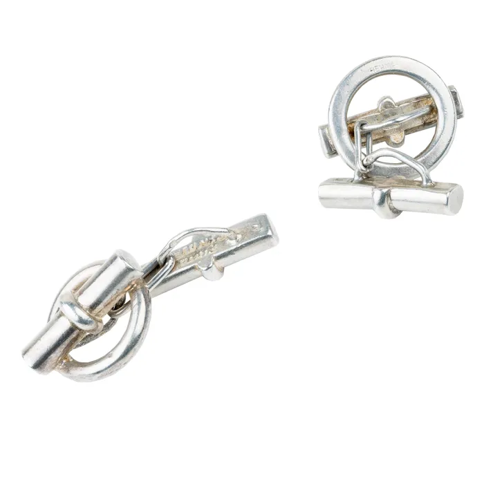 Rings Bell Bird Antiques Early 20th Century Hermes Silver Cufflinks
