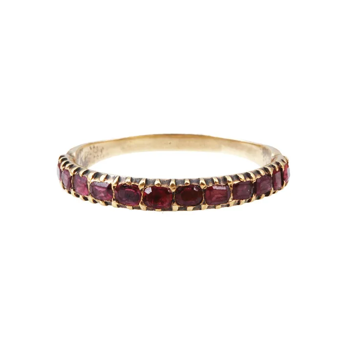 Rings Bell Bird Antiques Georgian Garnet Half Hoop Band