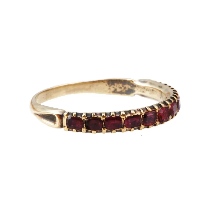 Rings Bell Bird Antiques Georgian Garnet Half Hoop Band