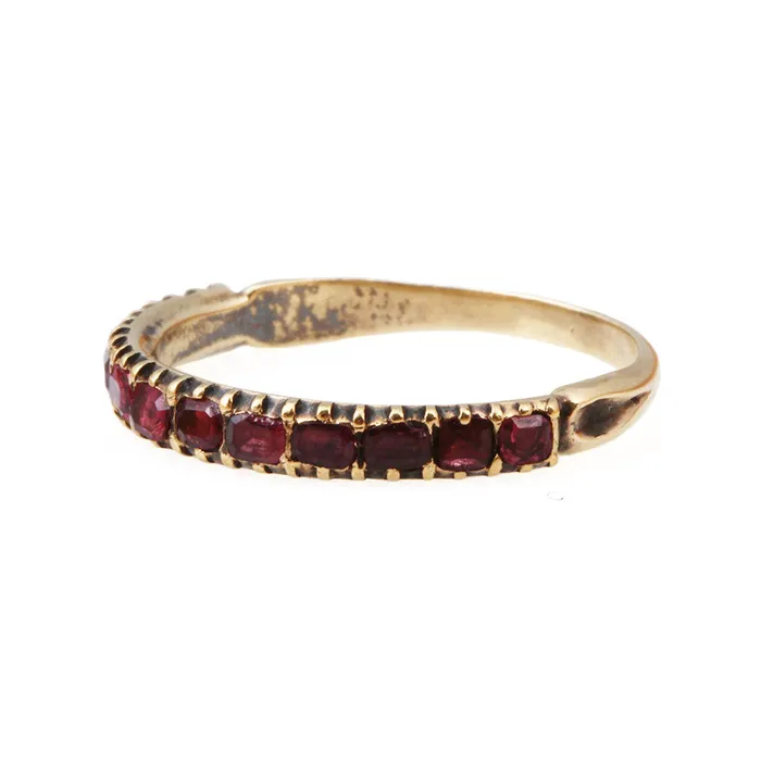 Rings Bell Bird Antiques Georgian Garnet Half Hoop Band