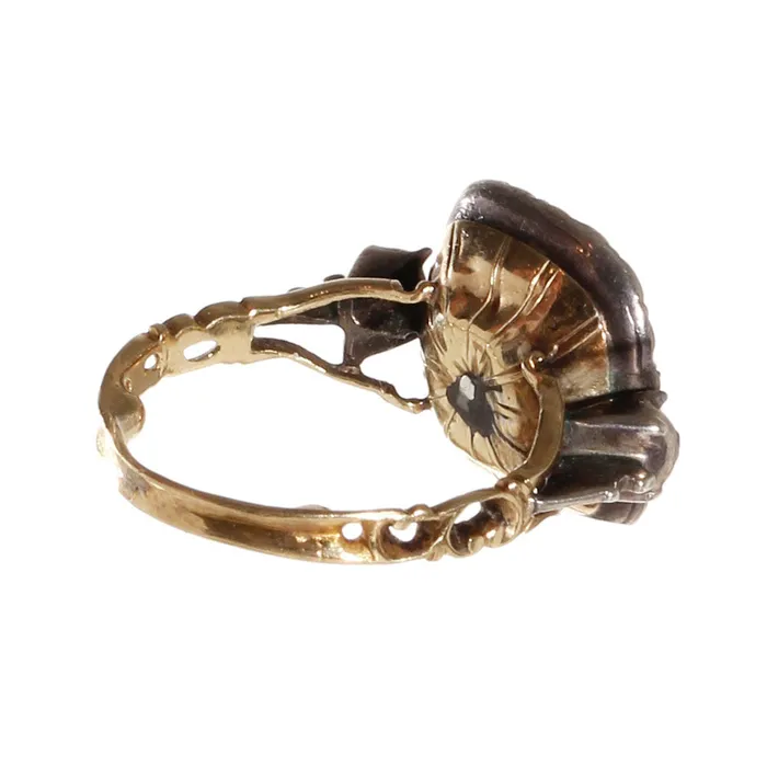 Rings Bell Bird Antiques Georgian Pink Topaz and Diamond Ring