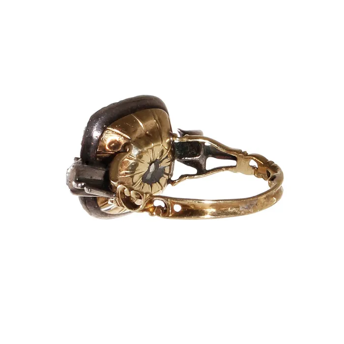 Rings Bell Bird Antiques Georgian Pink Topaz and Diamond Ring