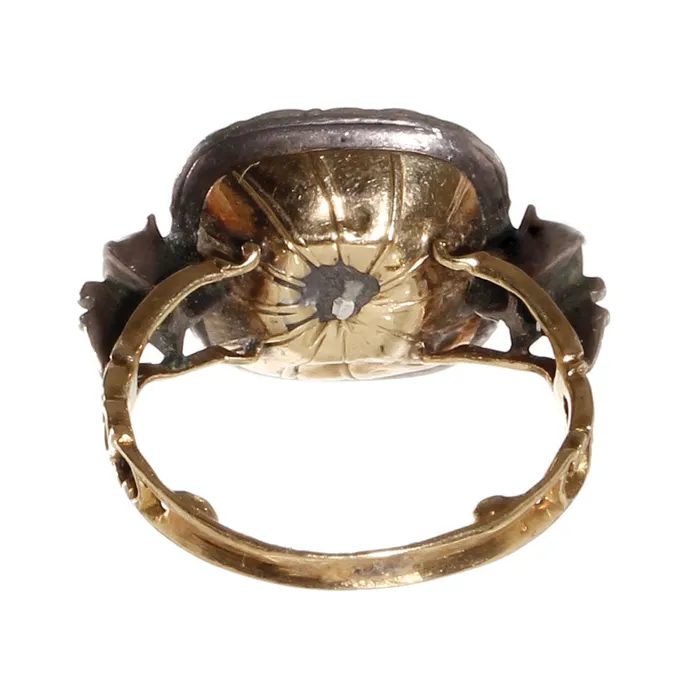 Rings Bell Bird Antiques Georgian Pink Topaz and Diamond Ring