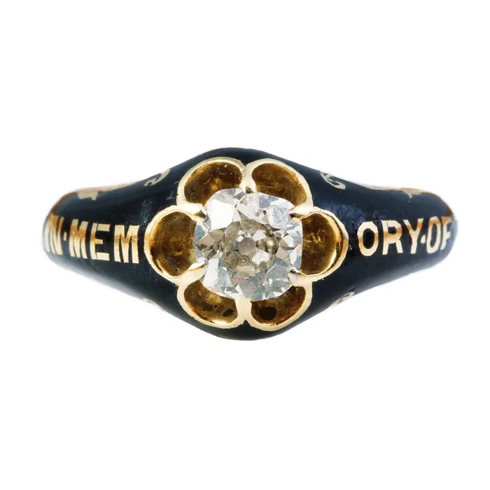 Rings Bell Bird Antiques Victorian Old Mine Cut Memorial Ring