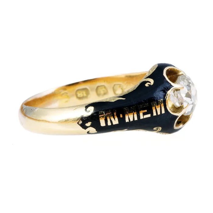 Rings Bell Bird Antiques Victorian Old Mine Cut Memorial Ring