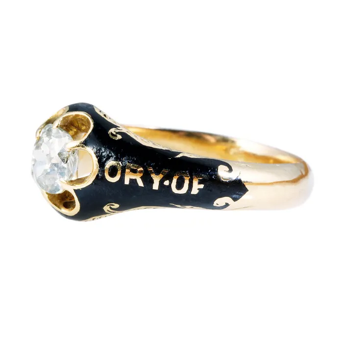 Rings Bell Bird Antiques Victorian Old Mine Cut Memorial Ring