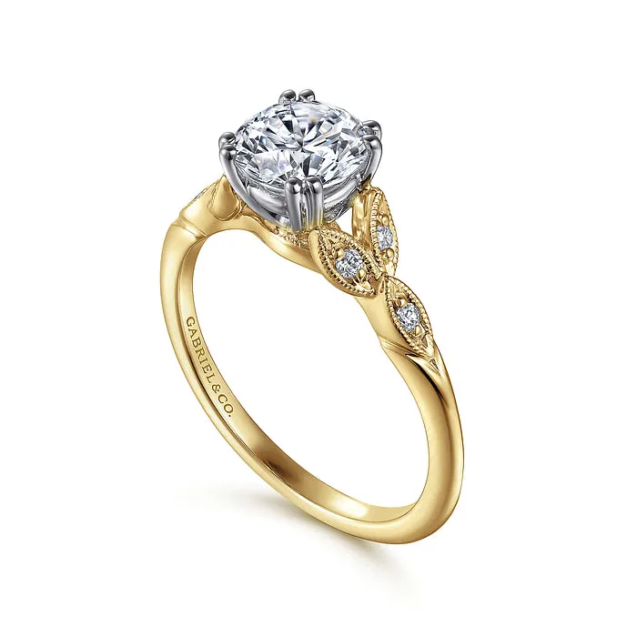 Rings Celia 14K WhiteYellow Gold Round Diamond Engagement Ring setting only GABRIEL CO Rings Celia 14K WhiteYellow Gold Round Diamond Engagement Ring setting only GABRIEL CO