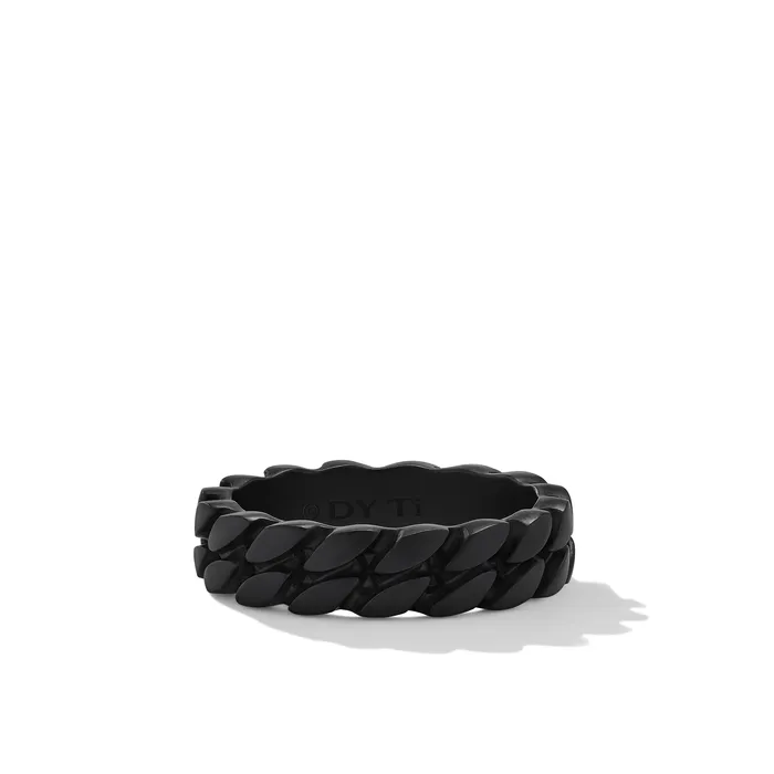 Rings David Yurman Curb Chain Band Ring in Black Titanium 6mm