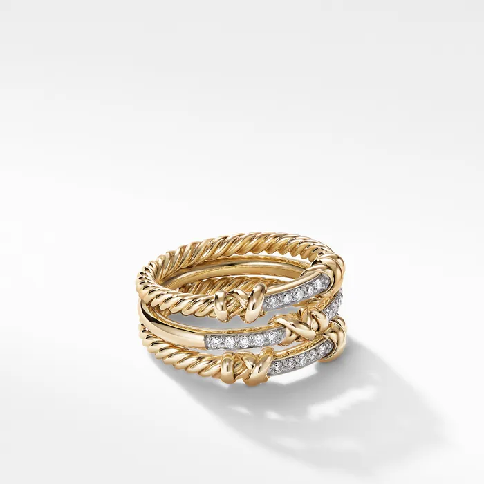 Rings David Yurman Petite Helena Wrap Three Row Ring in 18K Yellow Gold with Diamonds 12mm Rings David Yurman Petite Helena Wrap Three Row Ring in 18K Yellow Gold with Diamonds 12mm
