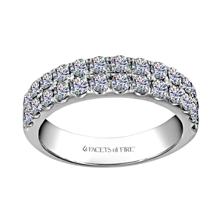 Rings FACETS OF FIRE 14KWG 200CTW FOF RD DIA SHARED PRONG 2 ROW BAND