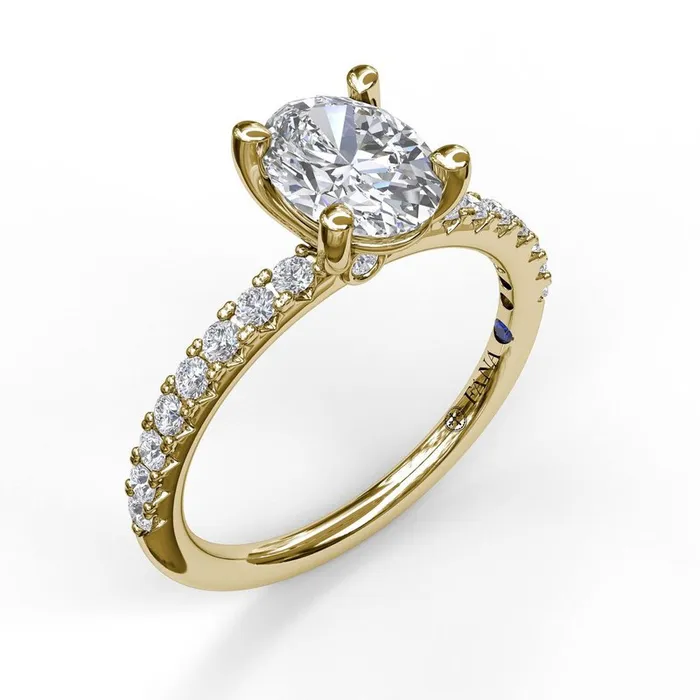 Rings FANA Classic Single Row Engagement ring with an Oval Center Diamond